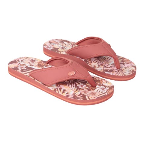 Leaf Print Flip Flops