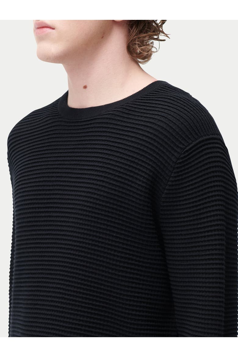 Textured-Knit Silk Cashmere Sweater, Alternate, color, blue graphite