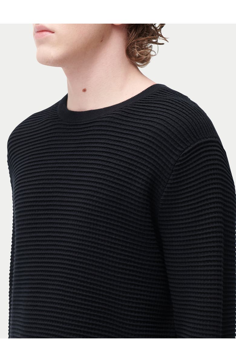 Gobi Cashmere Textured-Knit Silk Cashmere Sweater, Alternate, color, Blue Graphite