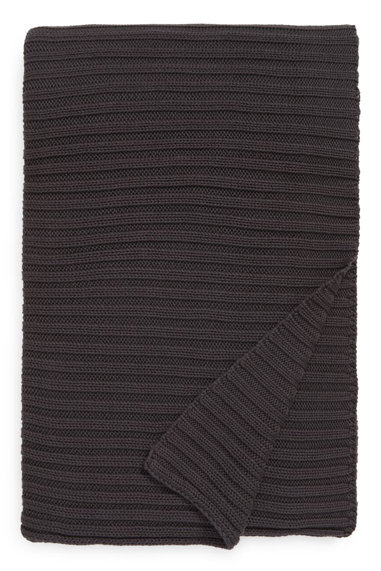 Oversize Knit Throw Blanket, Main, color, CHARCOAL