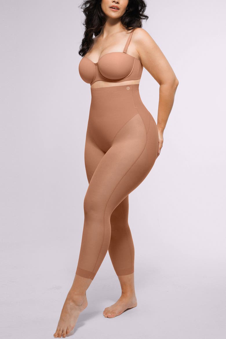 High Waist Butt-Lifting Shaping Capri, Alternate, color, Bronze