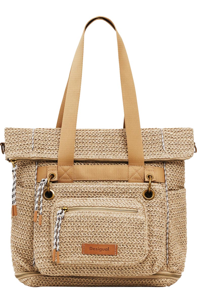 Desigual Large Raffia Backpack, Main, color,