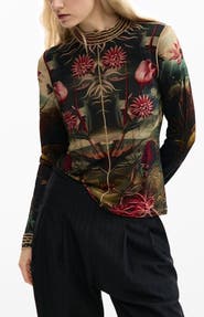 Desigual Floral Print Long Sleeve T-Shirt