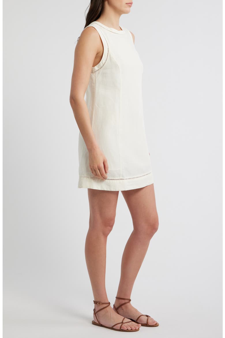 Cora Ladder Stitch Detail Linen Blend Minidress, Alternate, color, ANTIQUE WHITE