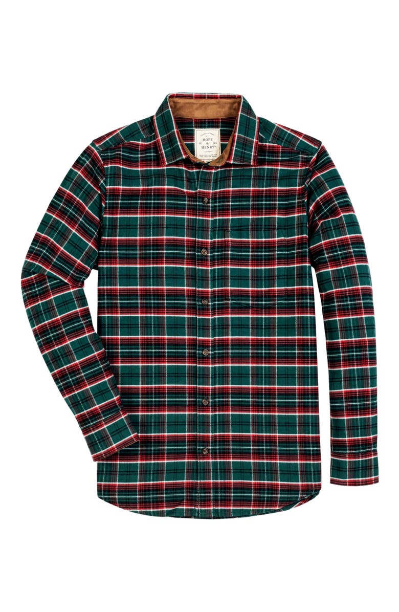 Hope & Henry Men's Organic Flannel Shirt with Suede Detail, Alternate, color, 