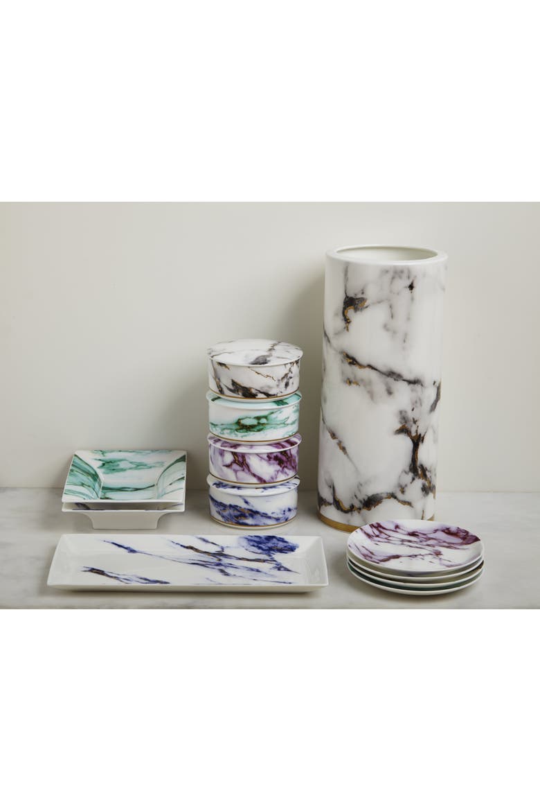 Marble Venice Fog 14 Inch Tall Vase, Alternate, color, White