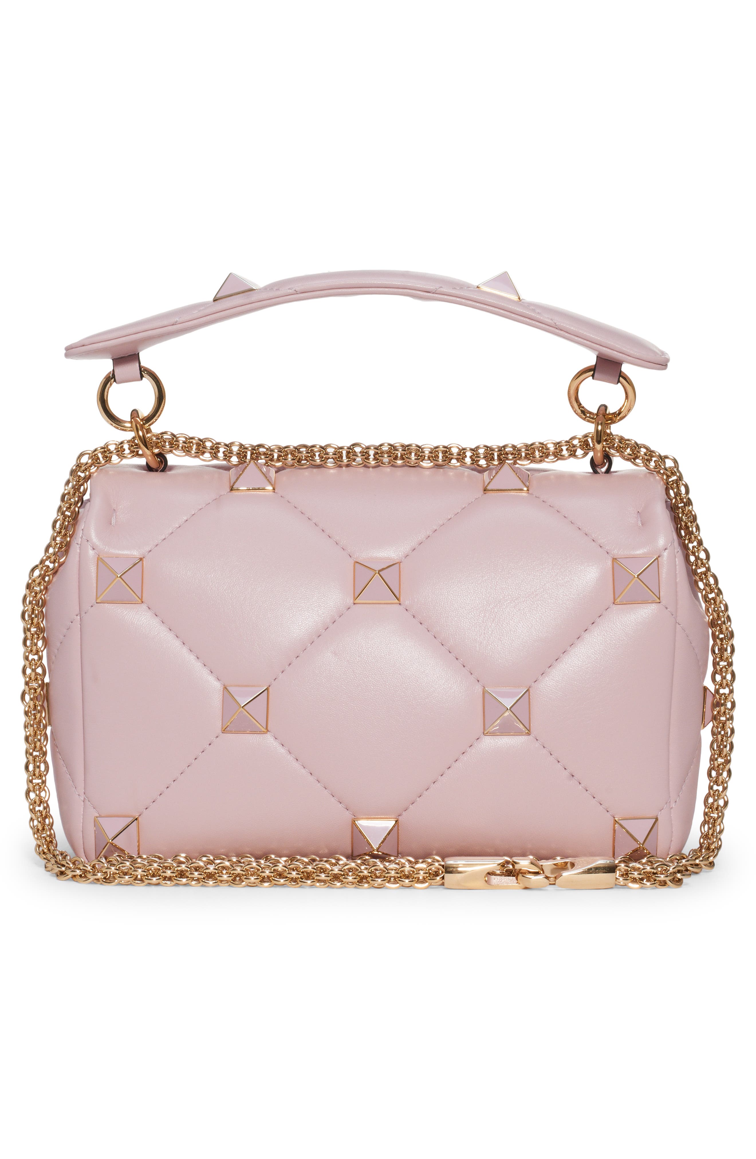 Valentino Garavani Medium Roman Enamel Stud Top Handle Bag, Alternate, color, 