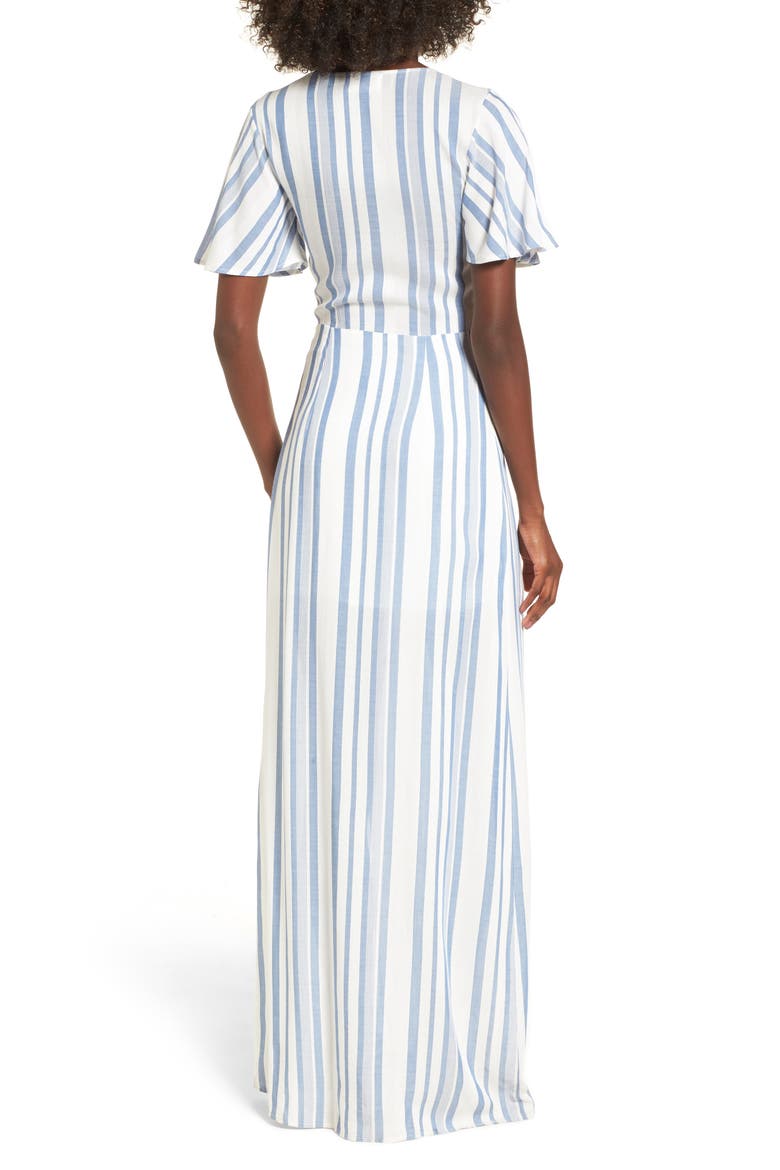 Bow Front Marina Maxi Dress, Alternate, color, WHITE/ BLUE