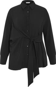 City Chic Telia Tie Waist Button-Up Shirt