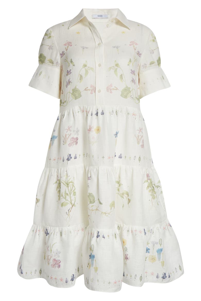 Short Sleeve Linen Shirtdress, Alternate, color, BOTANICAL GARDEN WHITE