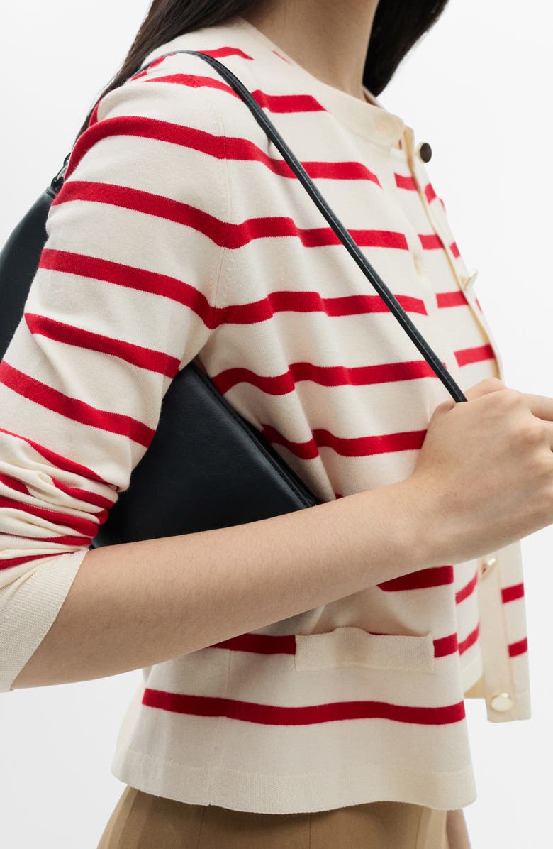 MANGO Stripe Knit Crop Tank, Alternate, color, Red