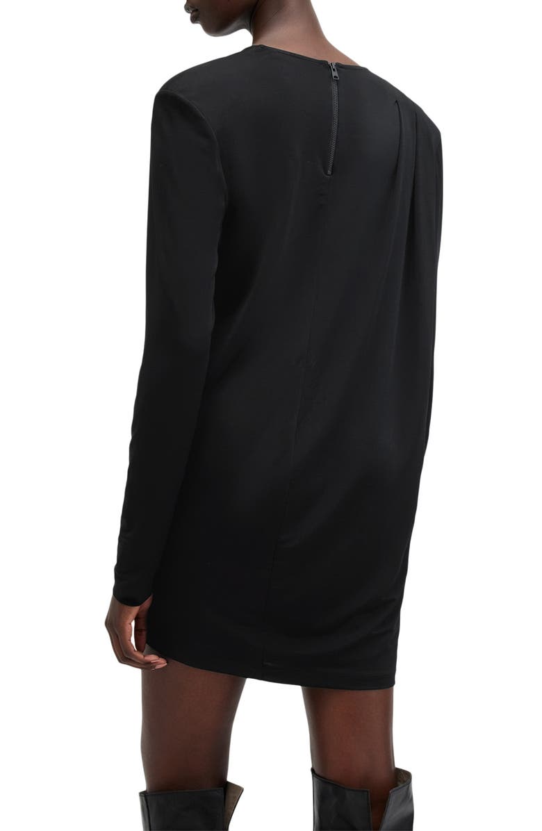 AllSaints Devin Long Sleeve Draped Minidress, Alternate, color, Black