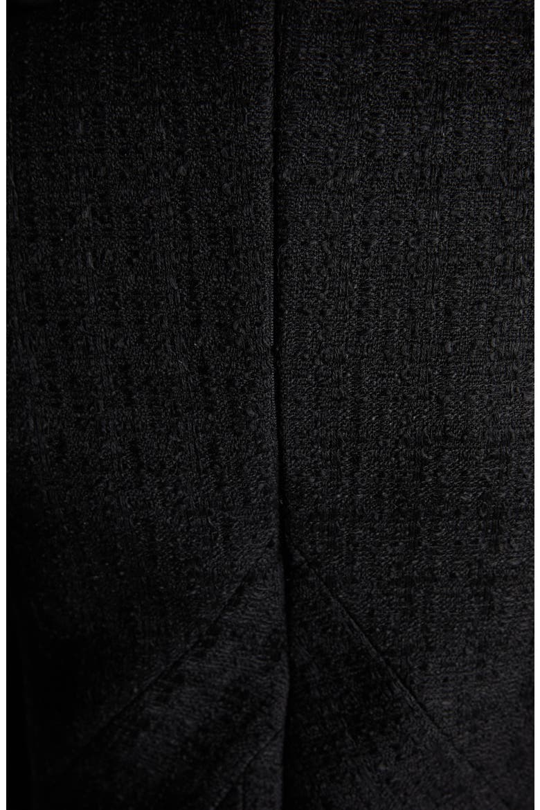 Long Sleeve Stretch Wool & Mohair Light Tweed Evening Minidress, Alternate, color, BLACK