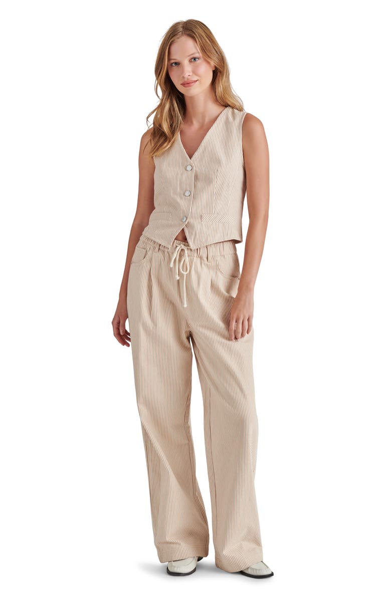 Steve Madden Selene Stripe Denim Vest, Alternate, color, Khaki