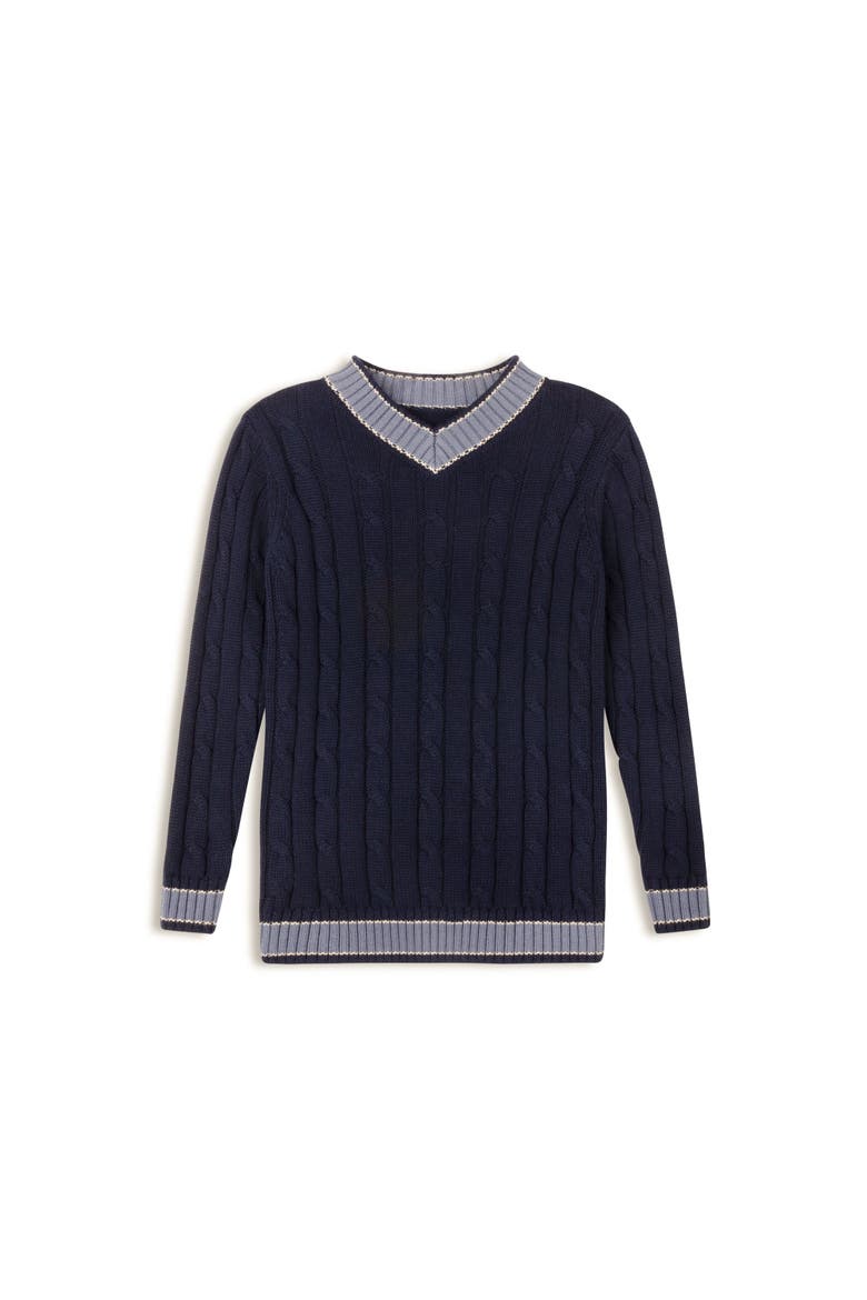 Looms Cable Knit Boys Collection - Sweater, Main, color, Navy/Blue