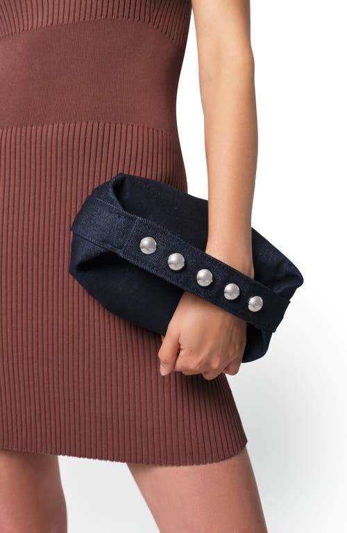 Apparis Marfa Studded Denim Pochette Top-handle Bag In Indigo