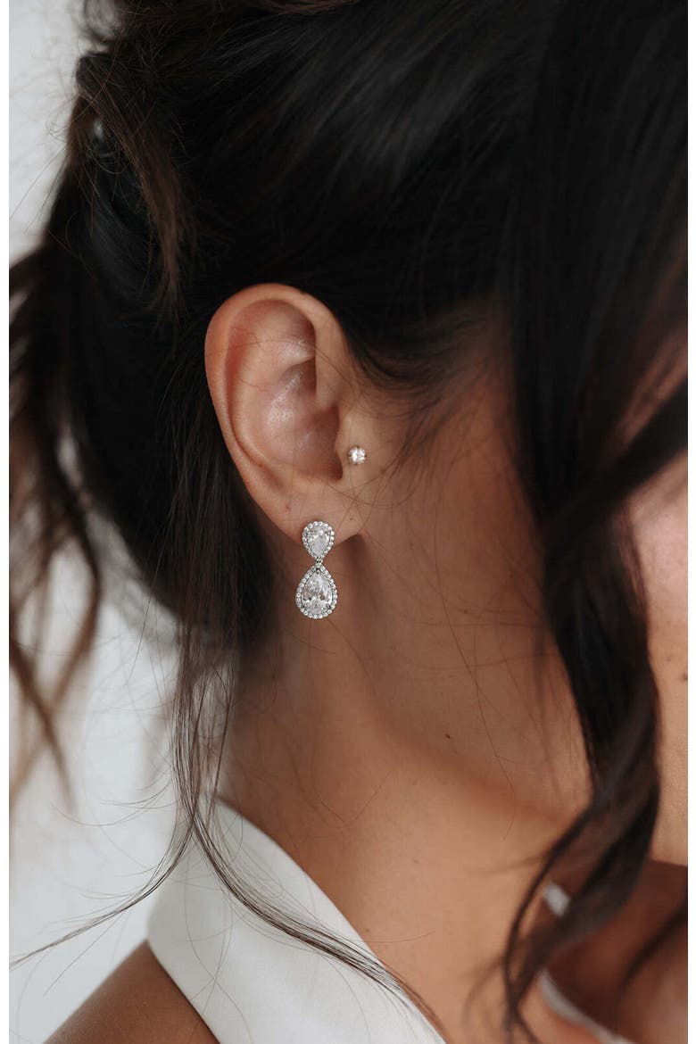 Aspen Crystal Drop Earrings, Alternate, color, Silver