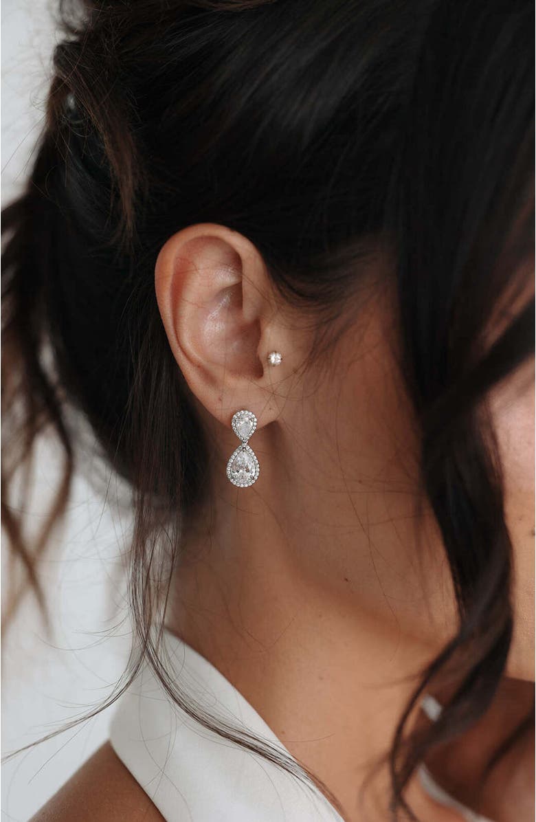 Untamed Petals Aspen Crystal Drop Earrings, Alternate, color, Silver