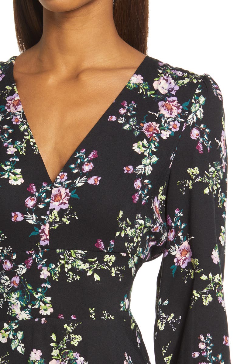 Fourteenth Place Floral Long Sleeve Tiered High/Low Dress, Alternate, color, 