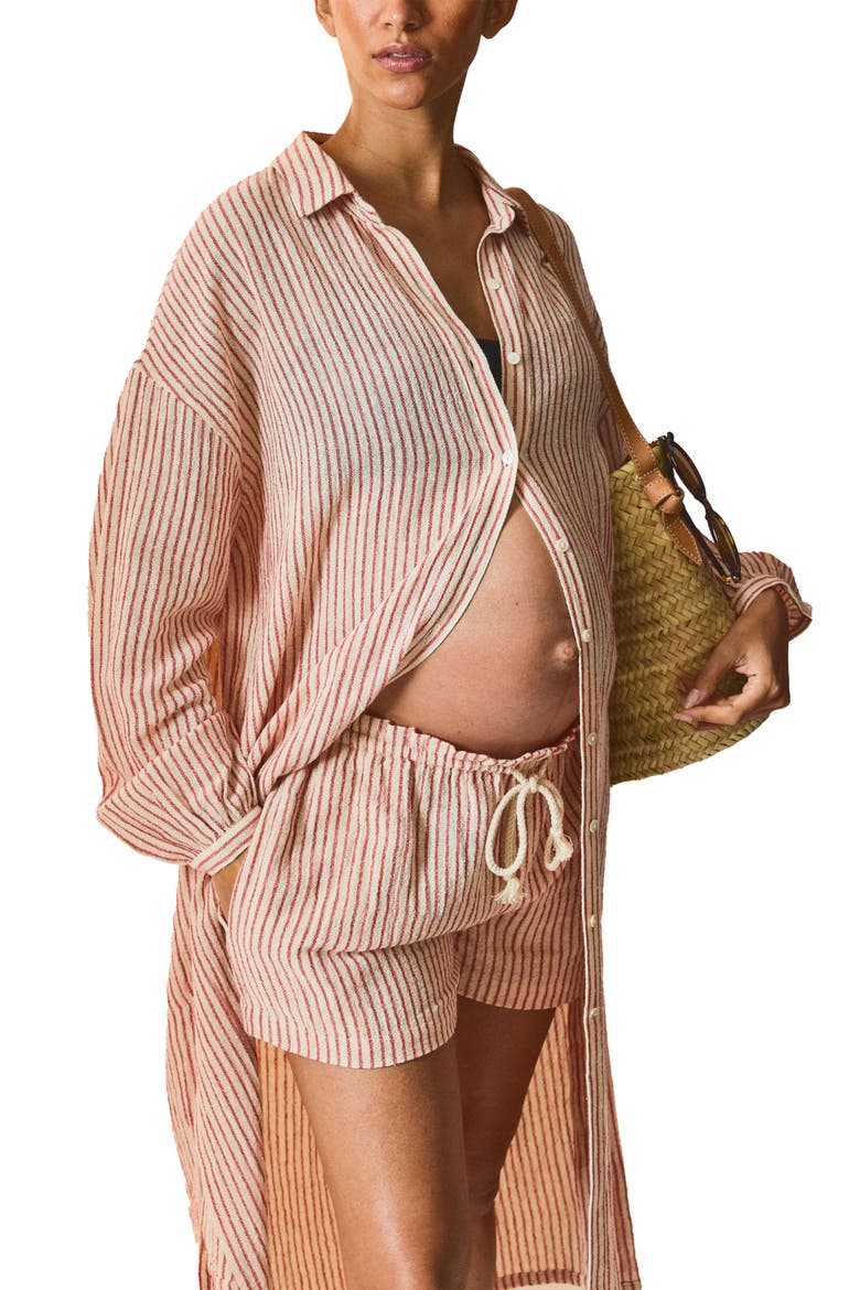 The Bungalow Striped Shirt Dress, Alternate, color, Red/Cream Stripe