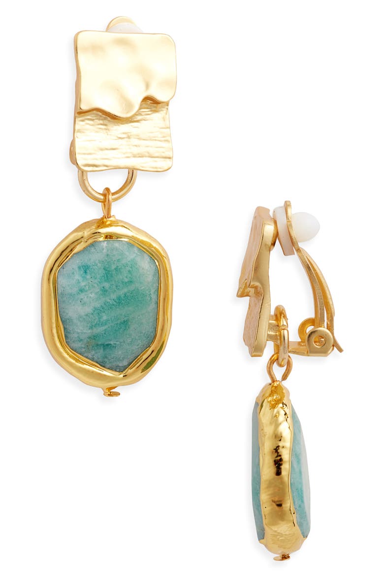 Crystal Clip-On Drop Earrings, Main, color, GOLD