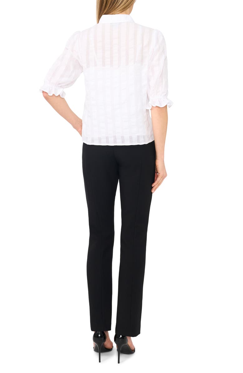 Halogen<sup>®</sup> Sheer Stripe Puff Sleeve Button-Up Shirt, Alternate, color, 