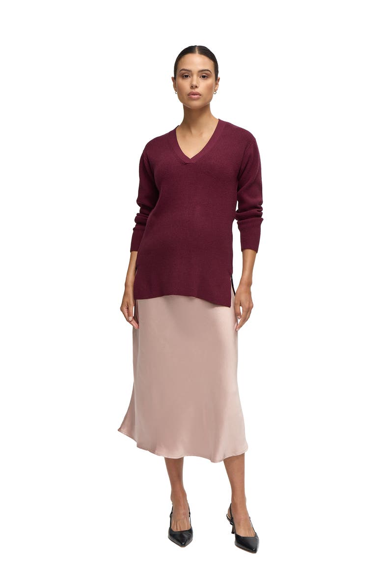 Ingrid & Isabel Maternity Satin Bias Skirt, Main, color, Dusty Rose