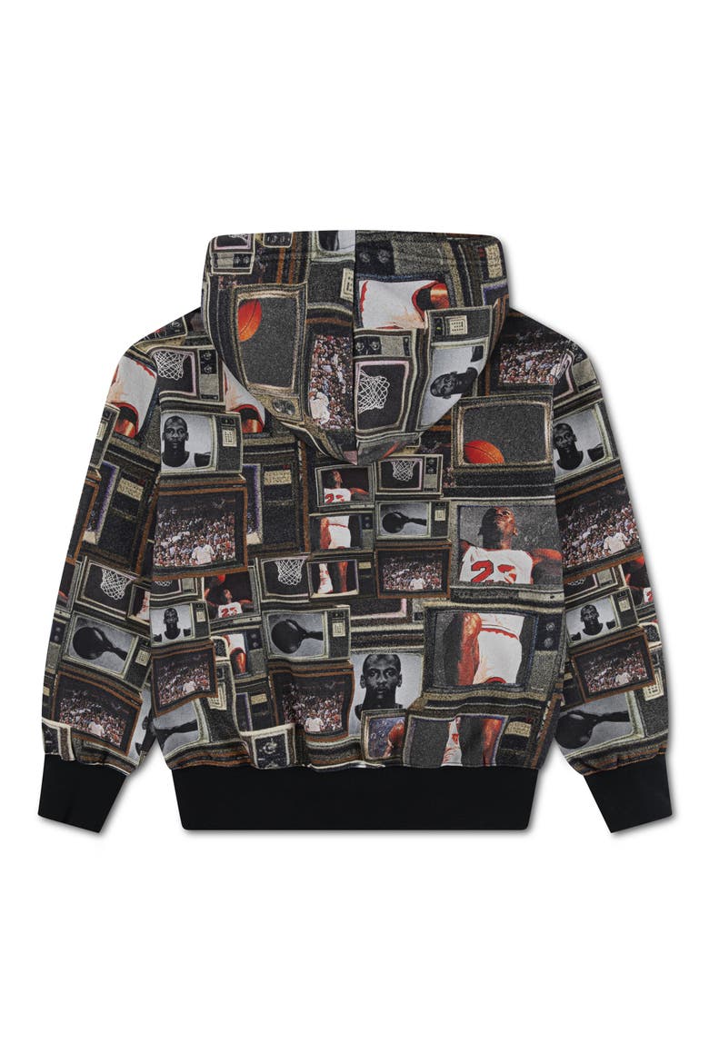 Kids' MJ Print Brooklyn Fleece Hoodie, Alternate, color, 023BLACK