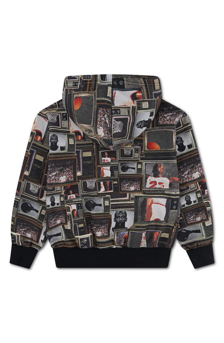 Jordan Kids' MJ Print Brooklyn Fleece Hoodie, Alternate, color, Black