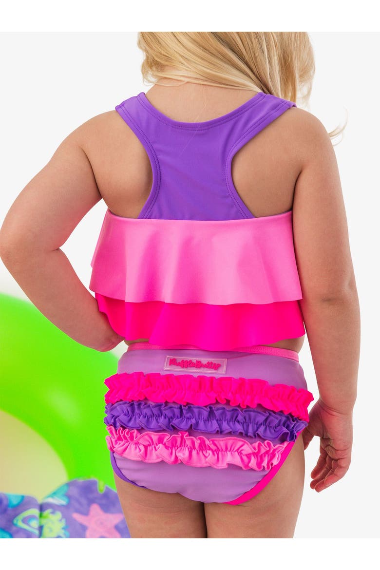 Toddler Girls Flounce Bikini, Alternate, color, Neon Purple Color Block