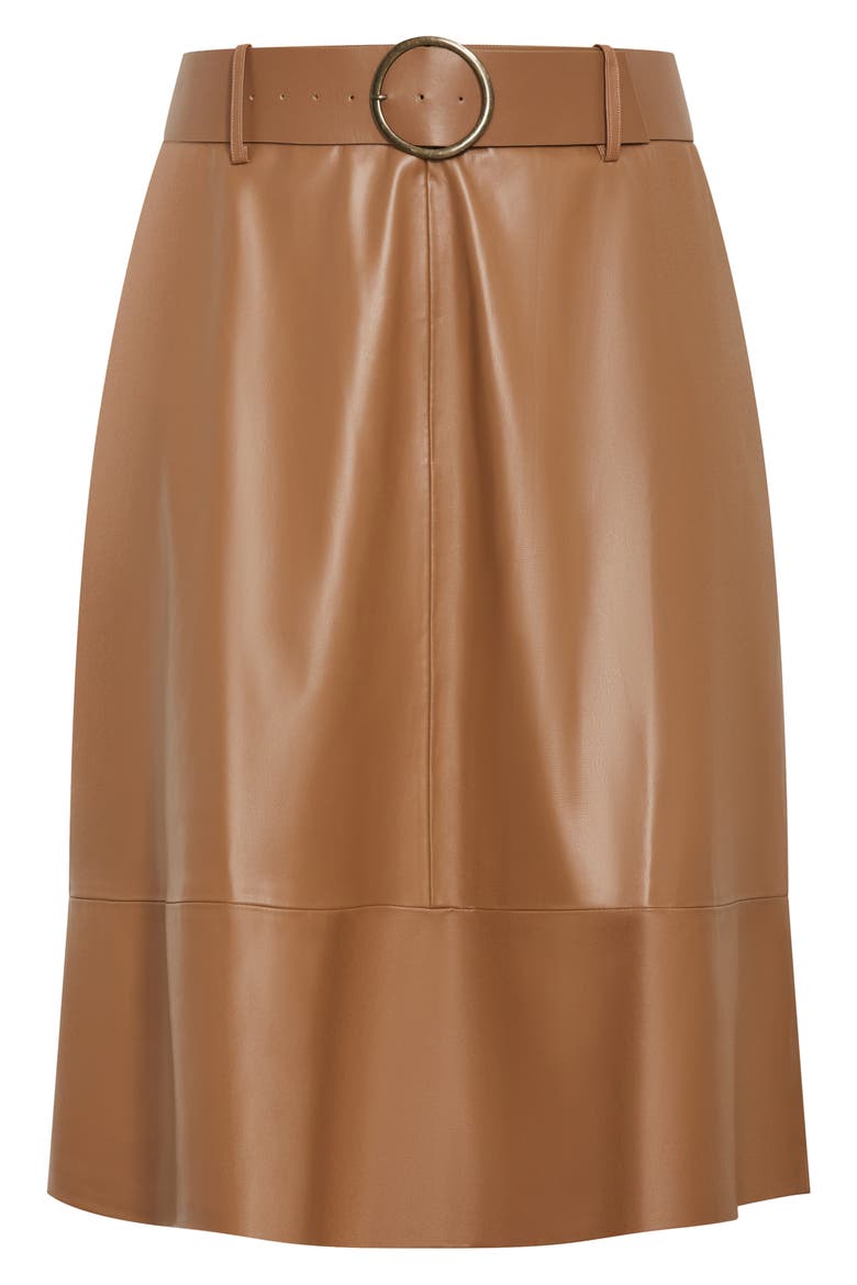 Untamed Belted Faux Leather Skirt, Alternate, color, TAN
