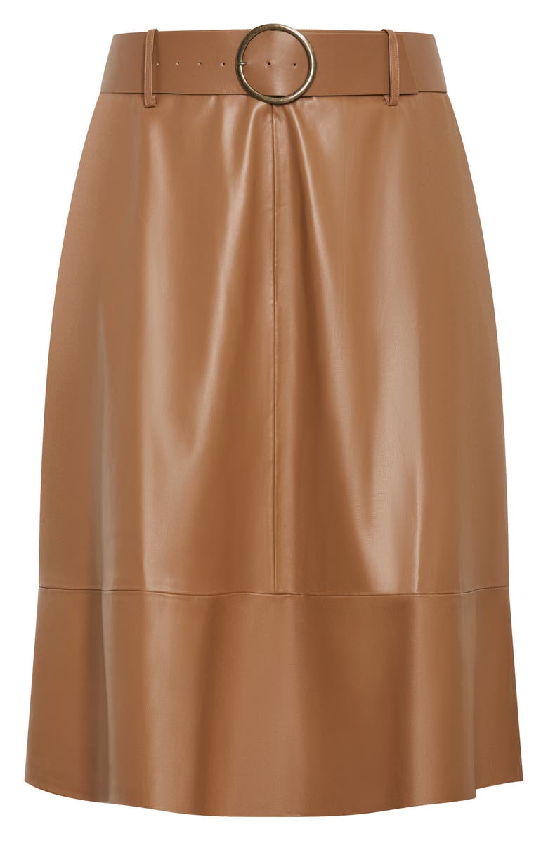 City Chic Untamed Belted Faux Leather Skirt, Alternate, color, Tan