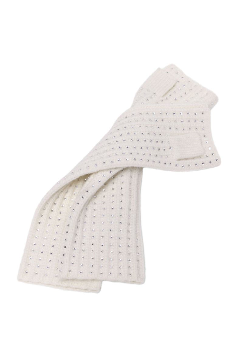 Wool and rhinestone mittens, Alternate, color, Ecru