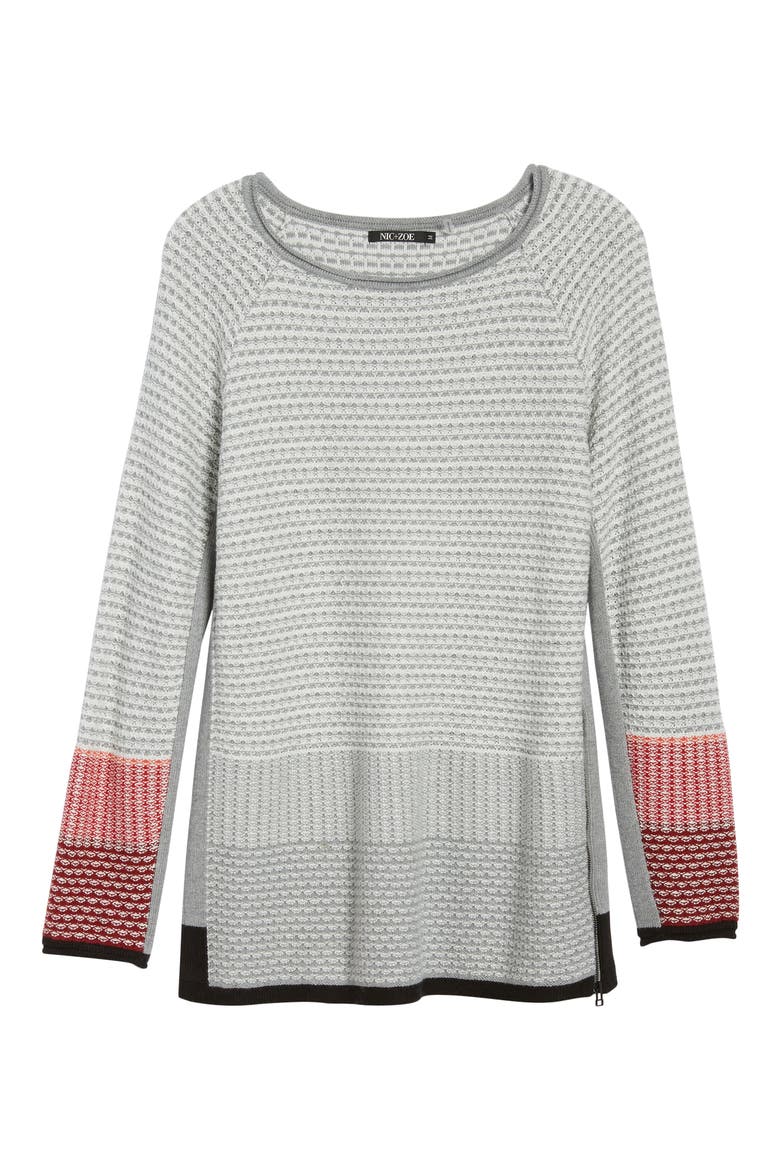 Balance Side Zip Cotton Blend Sweater, Alternate, color, MULTI