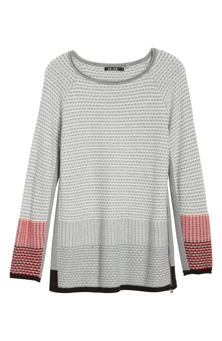 NIC+ZOE Balance Side Zip Cotton Blend Sweater, Alternate, color, 