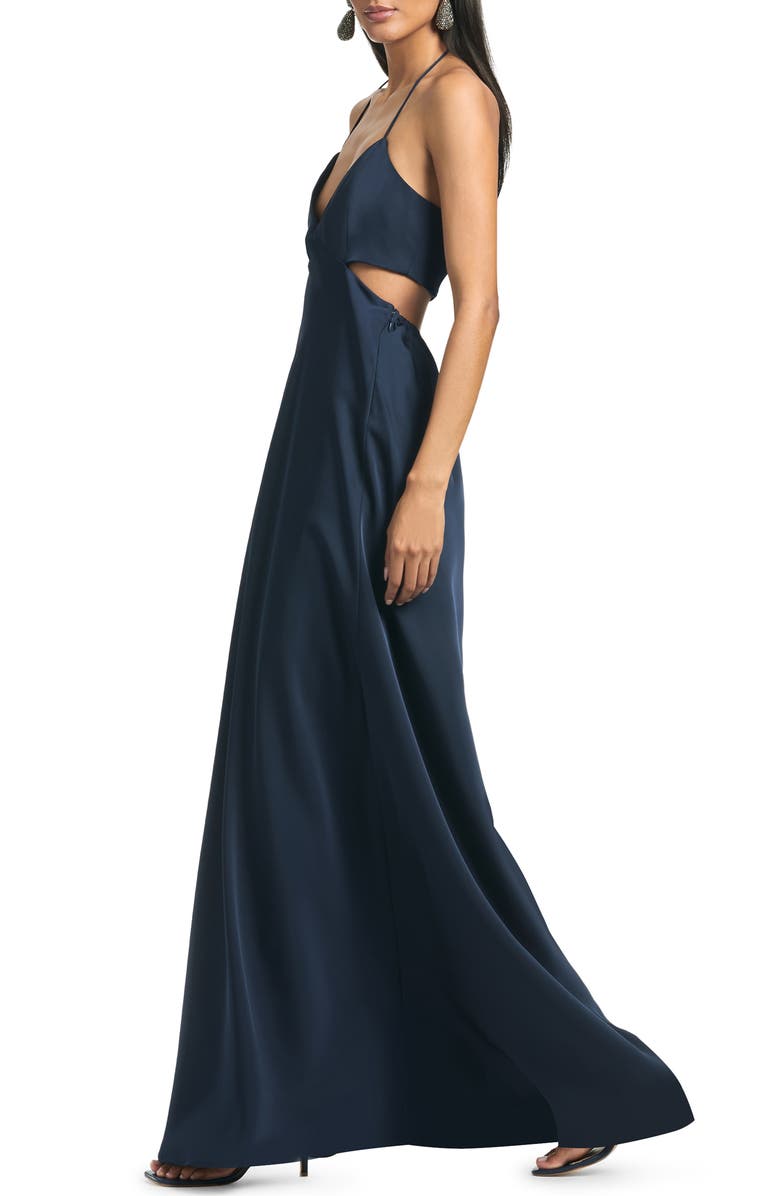 Sachin & Babi Alexandra Back Cutout Matte Charmeuse Gown, Alternate, color, 