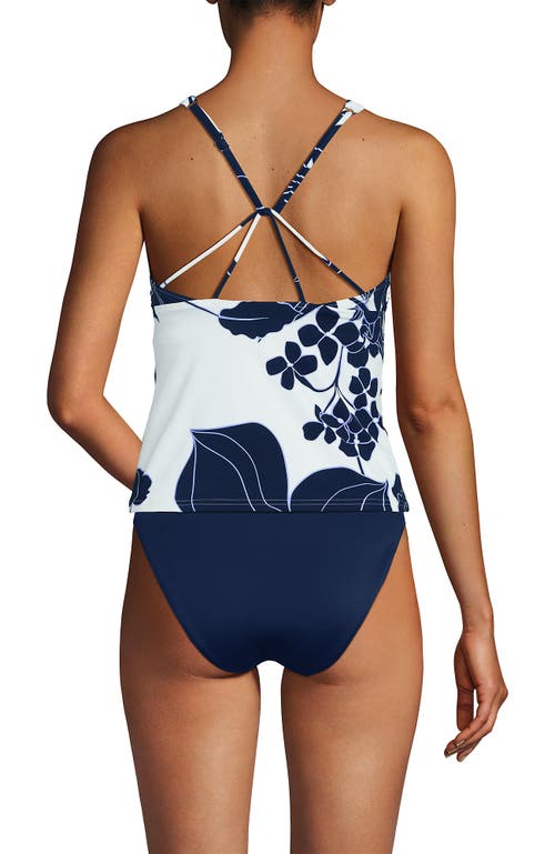 LANDS' END LANDS' END D-CUP TUGLESS HIGH NECK STRAPPY BACK TANKINI SWIMSUIT TOP
