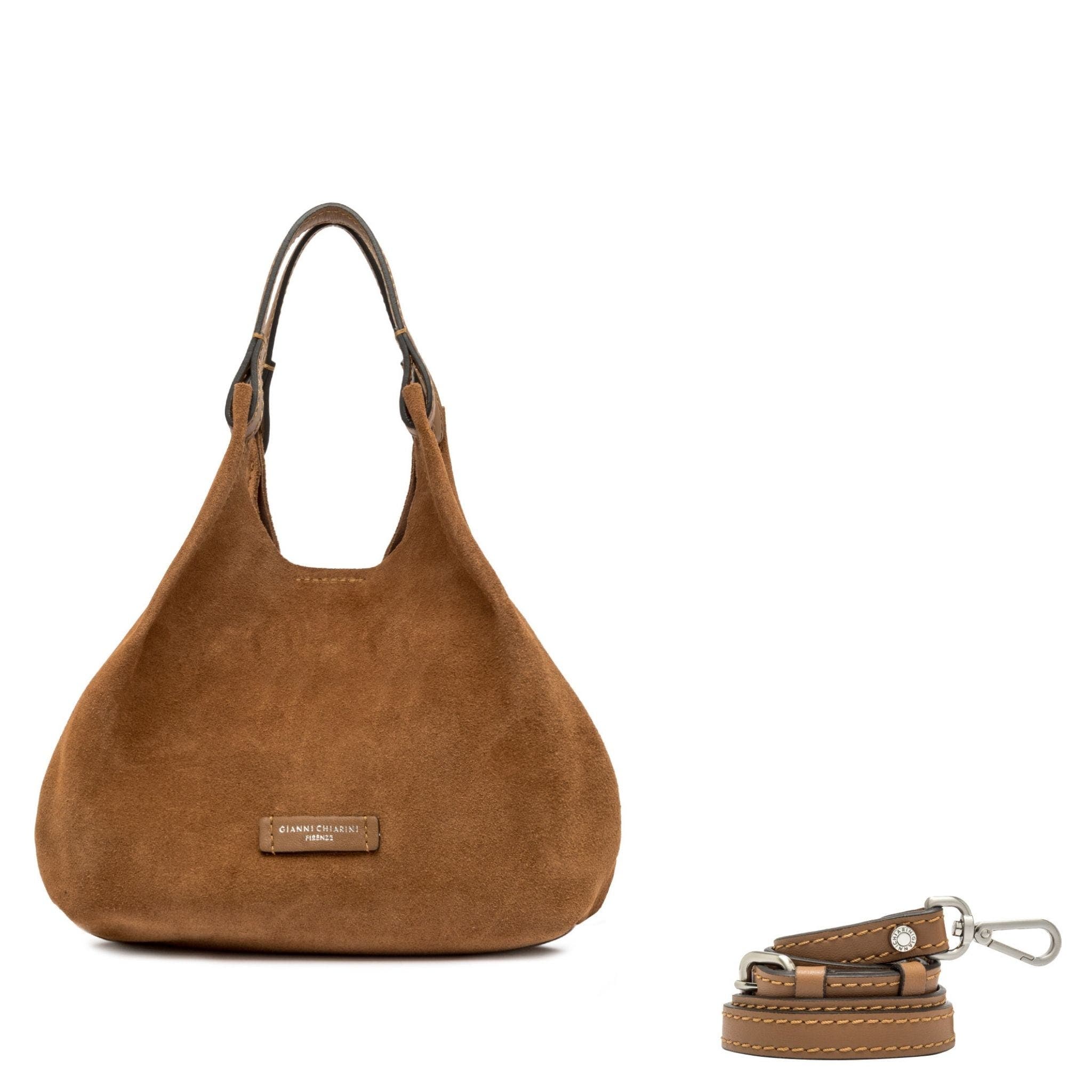 Dua Leather Mini Hobo Bag, Main, color, caramel
