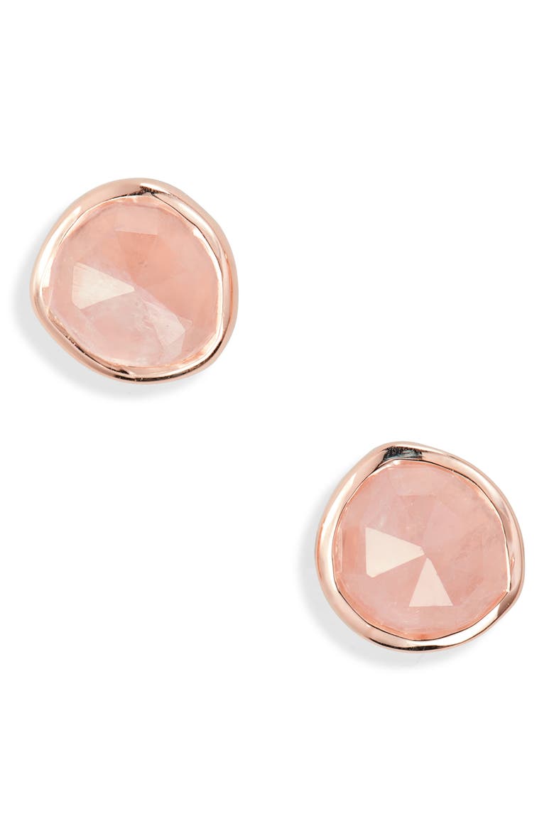 Siren Semiprecious Stone Stud Earrings , Main, color, ROSE QUARTZ/ ROSE GOLD