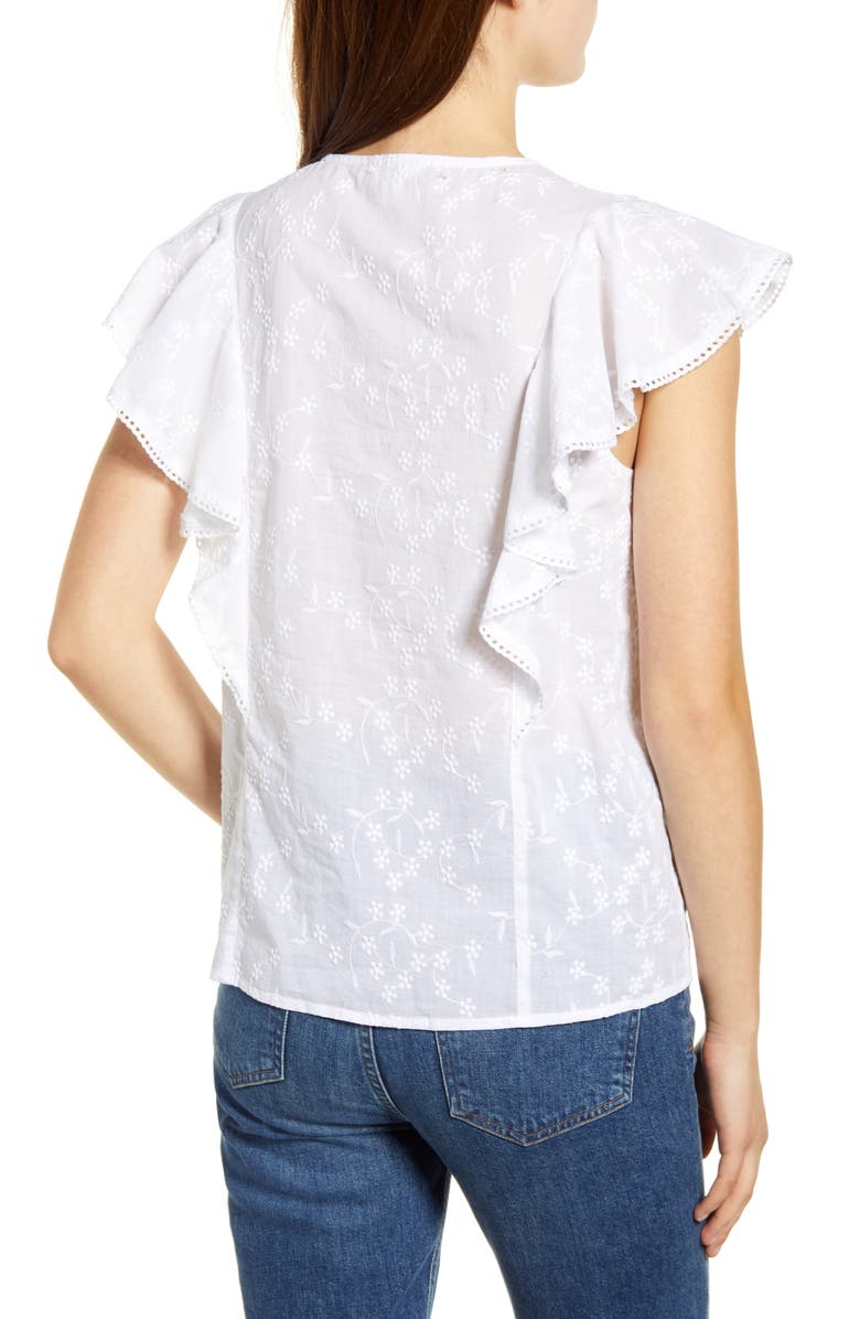 Caslon<sup>®</sup> Embroidered Ruffle Top, Alternate, color,