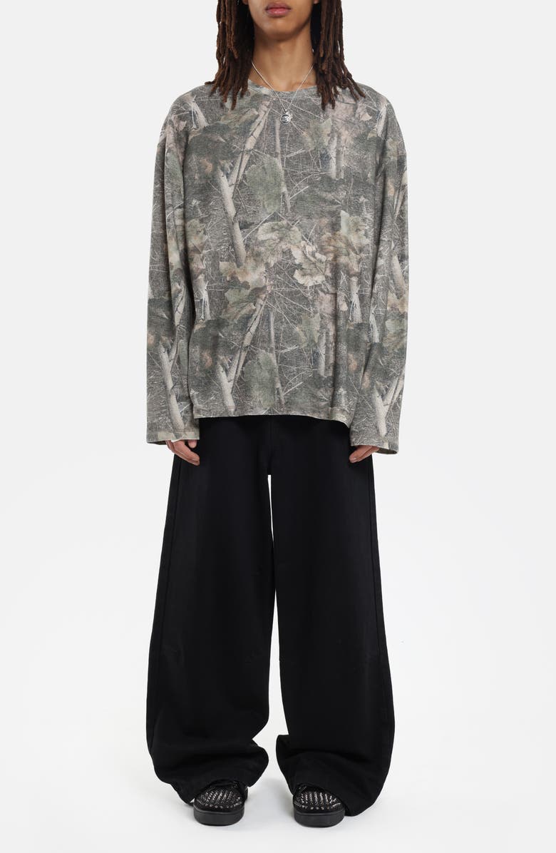 JADED LONDON Woodland Camo Long Sleeve Waffle T-Shirt, Alternate, color, Camo