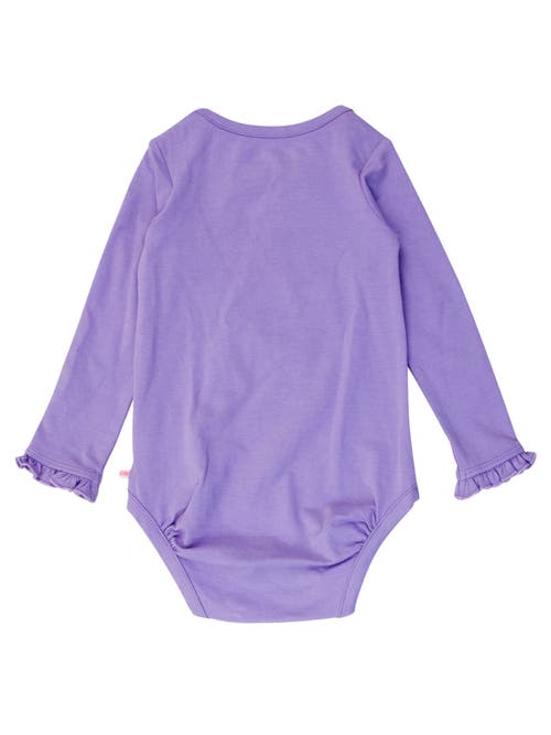 Rufflebutts Baby/toddler Girls Knit Long Sleeve Ruffle Layering Bodysuit In Wisteria Purple