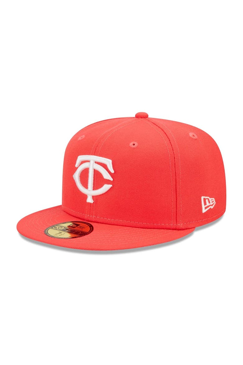 Men's New Era Red Minnesota Twins Lava Highlighter Logo 59FIFTY Fitted Hat, Alternate, color, Red