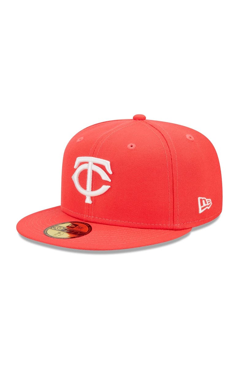 New Era Men's New Era Red Minnesota Twins Lava Highlighter Logo 59FIFTY Fitted Hat, Alternate, color,