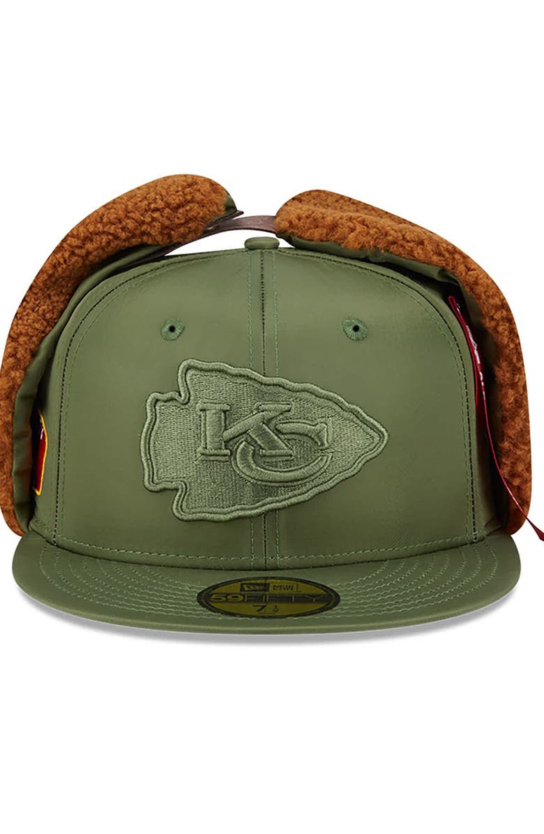 New Era x Alpha Industries Men's New Era x Alpha Industries Olive Kansas City Chiefs Dog Ears 59FIFTY Fitted Hat, Alternate, color, Olive