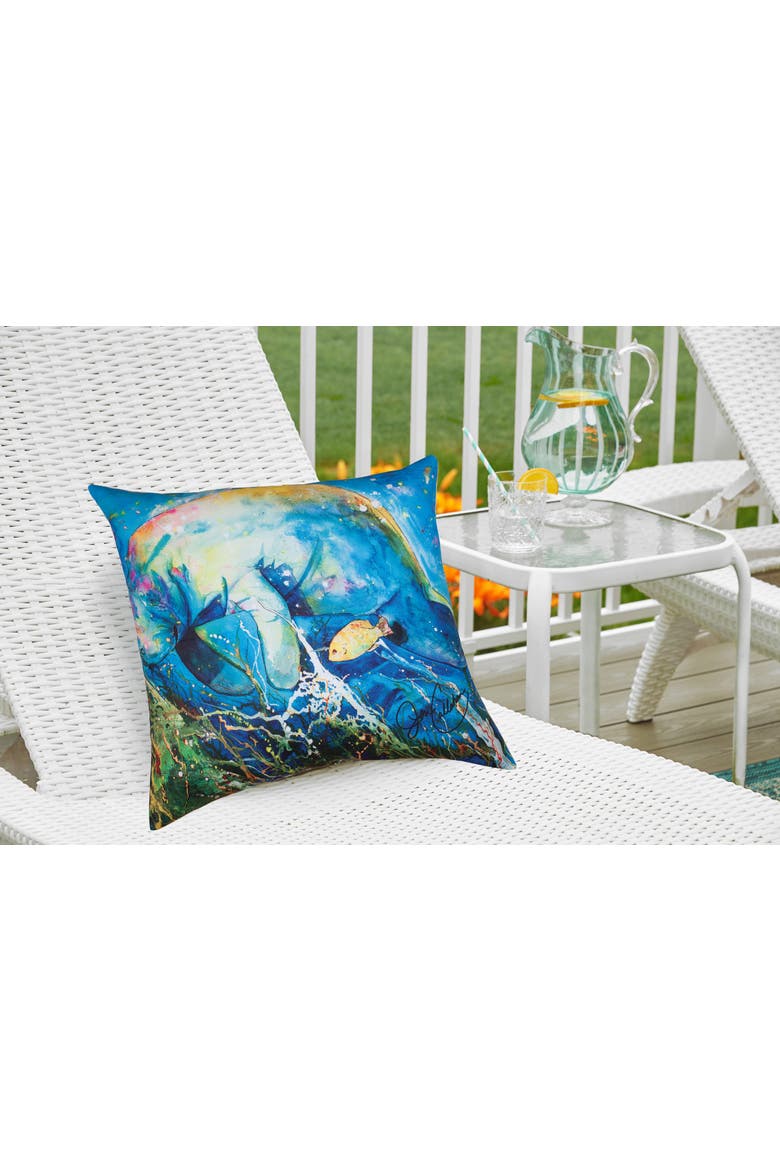 Manatee Barrier Reef Coastal Indoor/Outdoor Throw Pillow, 18" x 18", Alternate, color, Blue