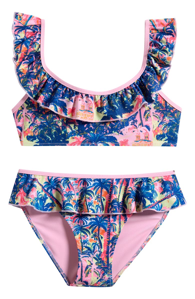 Boardies Kids' Havana Ruffle Two-Piece Swimsuit, Main, color, Blue Multi