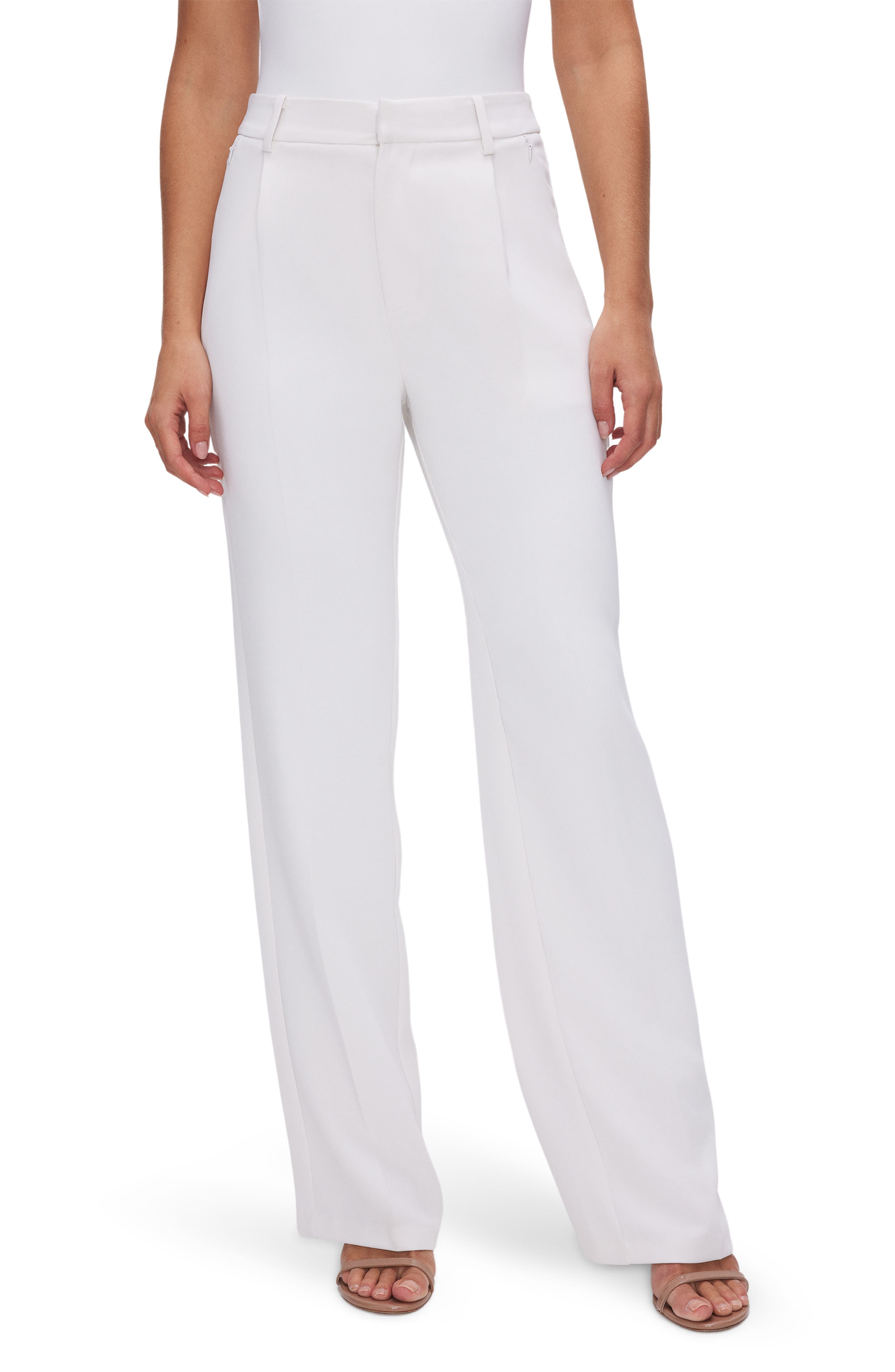 Good American Luxe Suiting Column Wide Leg Trousers