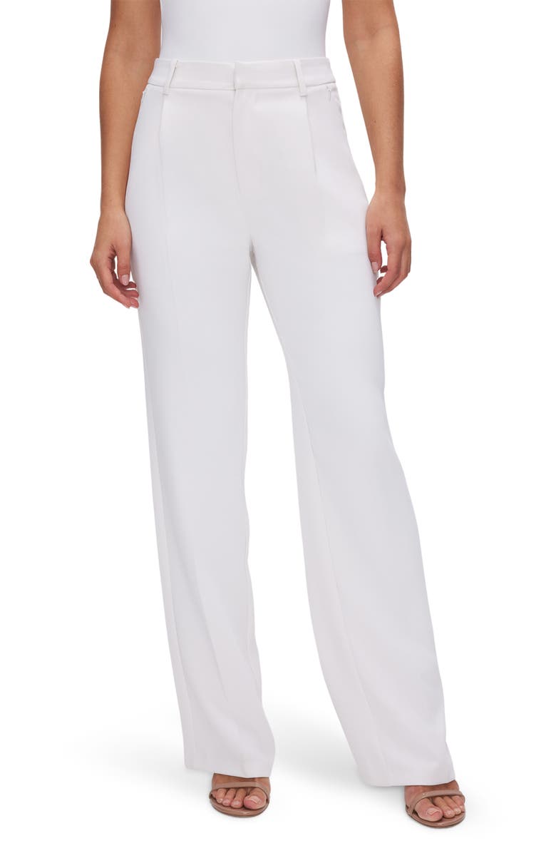 Good American Luxe Suiting Column Wide Leg Trousers, Main, color, Ivory001