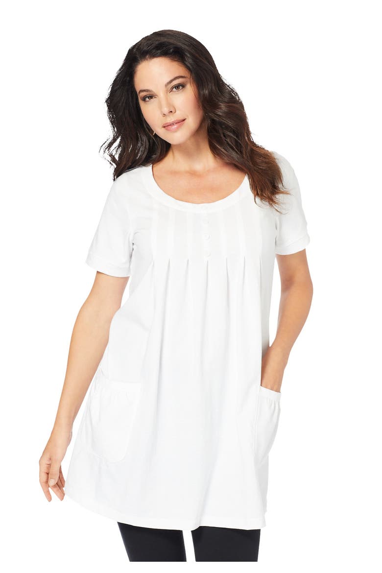 Plus Size Two Pocket Soft Knit Swing Tunic, Main, color, WHITE